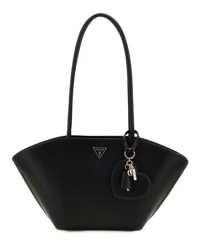 GUESS Bolena Shoulder Satchel Bag - Elegante schwarze Schultertasche - Damen Schultertasche in Schwarz aus hochwertigem Polyurethan, ideal für den Freizeitgebrauch. Stilvolles Design mit praktischem Reißverschluss für sicheres Verstauen.