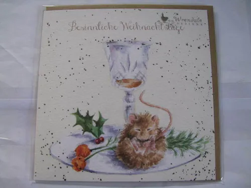 Wrendale Designs Klappkarte Grußkarte ,Maus auf Teller