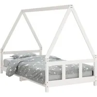 vidaXL Kinderbett Weiß 90x190 cm aus massivem Kiefernholz - Kinderbett in Hausform aus massivem Kiefernholz, ideal für Kinder ab 4 Jahren. Mit robuster Lattenkonstruktion für Stabilität und Komfort.