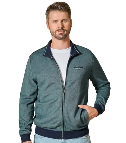 CASAMODA Sweatjacke Uni Türkis M - Hochwertige Sweatjacke aus Baumwolle mit Stehkragen und zwei praktischen Einschubtaschen. Ideal für lässige Outfits und angenehmen Tragekomfort.