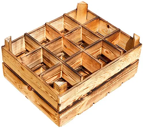 Kistenkolli Altes Land Flaschenregal 12er weiß/Natur/geflammt lackiert Maße 50x40x23cm Regalkiste Flaschenablage Weinregal Apfelkiste/Weinkiste (geflammt)