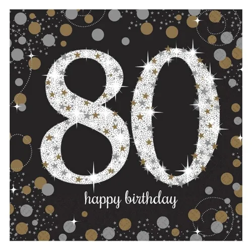 Amscan Hängedekoration Servietten Sparkling 80 - 16 Stück, 33x33 cm, festliche gold-silberne Akzente für jede Feier