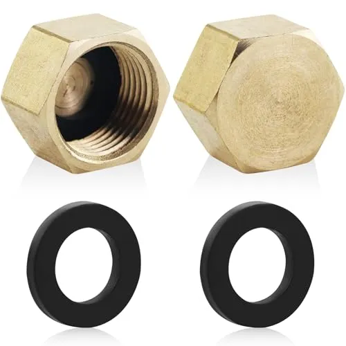 Messing Kappe G3 Innengewinde,7 Stück Blindstopfen Schlauchkappen Verschlusskappe,Messingkappe Sechskant,Rohrkappe Endkappe Gewindefitting für Garten Wasserleitung