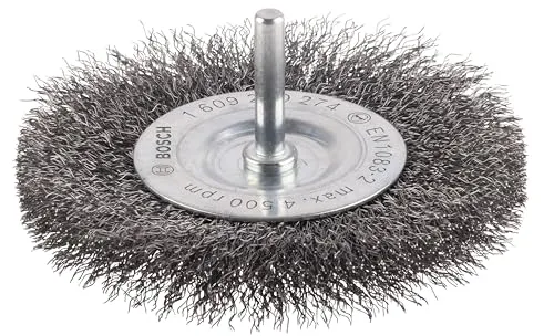 Bosch 1x PRO Steel Longlife Scheibenbürste, gewellter Draht für 6‑mm-Zylinderschaft und Bohrer (Ø 100 mm, Professional Zubehör Bohrmaschine/Schrauber)