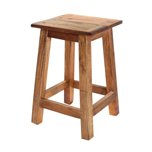 invicta INTERIOR Massiver Hocker Jakarta aus recyceltem Fischerboot 45 cm Massivholz Sitzhocker Fußhocker Holzhocker