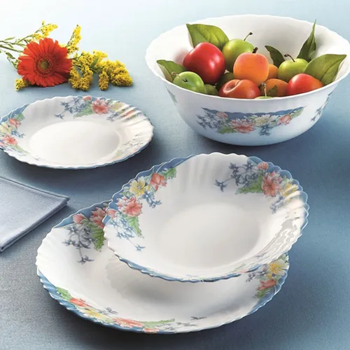 26-teiliges Geschirrset für 6 Personen mit Blumenmuster - Komplett-Service mit elegantem Pflanzenmotiv, ideal für festliche Anlässe und tägliche Mahlzeiten.