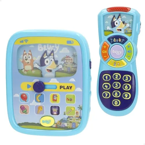 ColorBaby Bluey 39142 Interaktives Tablet-Set mit Fernbedienung, Geräusche und Melodien, Licht, Batterien im Lieferumfang enthalten, Babyspielzeug, Spielzeug für frühkindliche Kinder, 6 Monate