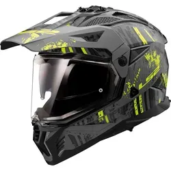 LS2 PIONEER II CRAZY Matt Black H-V Yellow Motorrad-Crosshelm XXL - Motorradhelm aus Kohlefaser, extrem leicht und langlebig. Mit optimierter Stoßdämpfung und Notablasssystem für schnelle Schaumentnahme. Ideal für Sicherheit und Komfort beim Offroad-Fahren.