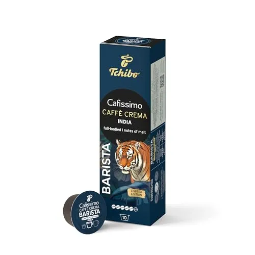 Tchibo Cafissimo Kaffeekapseln, Barista Caffè Crema India, 10 Stück | Premiumkaffee, Limited Edition, würzig und intensiv im Geschmack, 5/6 Intensität, Trommelröstung, aromadicht versiegelt