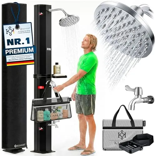 KESSER® Solardusche 35 Liter – Effiziente Gartendusche ohne Strom - Die KESSER® Solardusche ist ideal für Garten und Pool. Mit 35 Litern Tankvolumen und einem großen Regenduschkopf sorgt sie für erfrischende Duscherlebnisse. Witterungsbeständig und leicht transportierbar – perfekt für den Sommer!