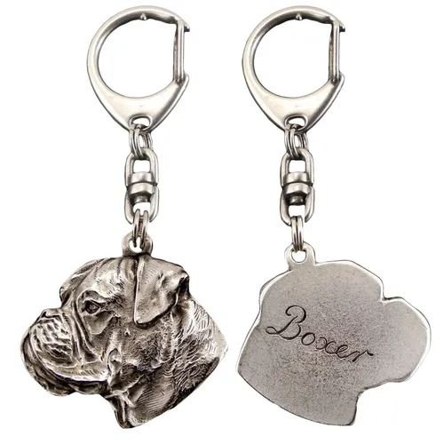 Boxer, Boxer III - versilberter Hunde-Schlüsselanhänger, Handtaschen-Dekoration,