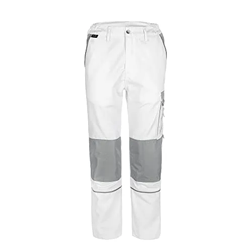 TMG | leichte Arbeitshose für Herren, lang, weiße Malerhose mit Kniepolster & Taschen, ideal für Sommer, robust | Gr. 64