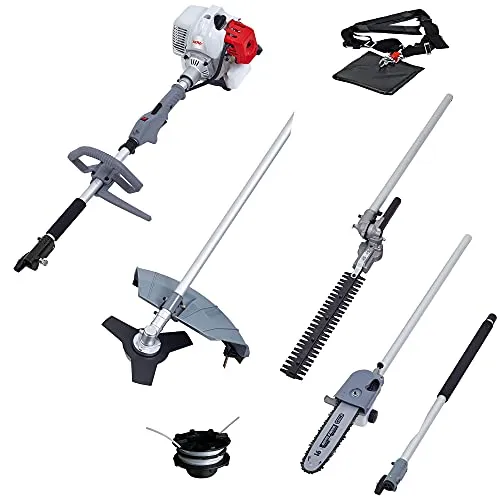 IKRA Benzin Multitool Gartenpflege Set IBKH 4in1: Rasentrimmer, Freischneider, Heckenschere & Entaster - Vielseitiges Gartenpflege-Set mit 2-Takt-Benzinmotor, leicht zu starten und werkzeuglosem Luftfilterwechsel. Ideal für umfassende Gartenpflege.