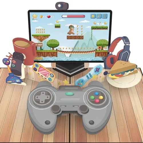 MOKIO® Pop-Up Karte – Gaming – 3D Glückwunschkarte zum Geburtstag, Geburtstagskarte für Gamer