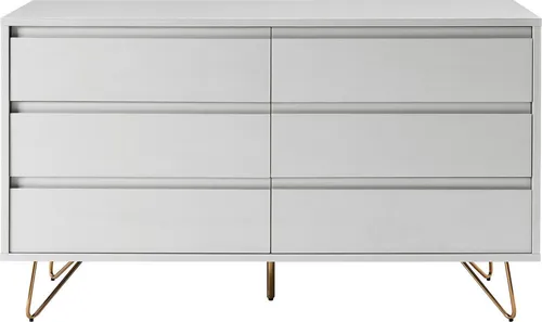 SalesFever Kommode breit | 6 Schubladen | Skandinavisches Design mit Metallbeinen