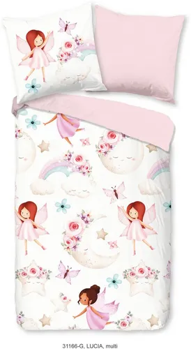 good morning Kinderbettwäsche Lucia, 2-teilig, Baumwolle, 135x200, Wende-Design für Mädchen - Bettwäsche-Set aus 100% Baumwolle, mit bezauberndem Feen-Motiv und praktischer Wendefunktion. Ideal für ein gemütliches Kinderzimmer!