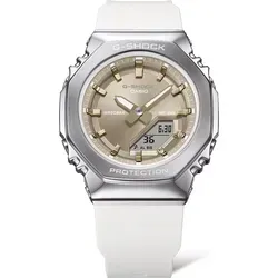 Casio G-shock Weiß Damen Armbanduhr GM-S2110-7A9ER - Armbanduhren mit analog-digitaler Anzeige, wasserdicht bis 20 bar und ausgestattet mit Stoppuhr, Weltzeit und Alarm – ideal für aktive Damen.