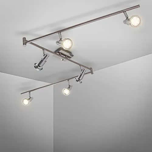 B.K.Licht LED Deckenlampe schwenkbar - Moderne Deckenlampe mit 6 schwenkbaren GU10 LED Spots, ideal für Wohnzimmer, Schlafzimmer oder Küche. Warmweißes Licht (3000K) sorgt für eine gemütliche Atmosphäre.