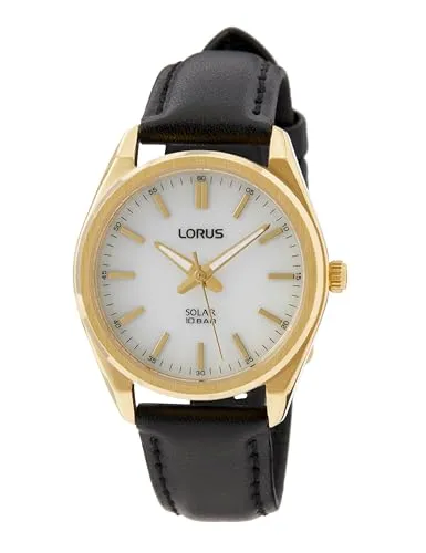 Lorus Sports-Solar RY518AX9 Damenarmbanduhr - Damen-Solaruhr mit elegantem Edelstahlgehäuse, umweltfreundlichem Solarbetrieb und stilvollem Lederarmband für den perfekten Alltagslook.