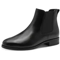 TAMARIS Chelseaboots für Damen, Gr. 36, schwarz - Schicke Chelseaboots aus Leder mit Blockabsatz und Antik Finish, ideal für den Alltag. Die gepolsterte Innensohle sorgt für hohen Tragekomfort.