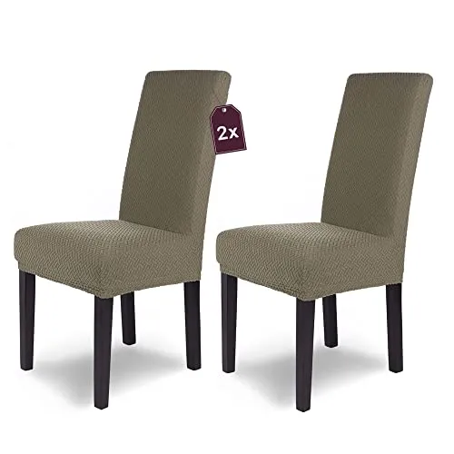 SCHEFFLER-Home Stuhlhussen Stretch Luna 2er Set Taupe in beige von sh SCHEFFLER-HOME LIVE HOMESTYLE