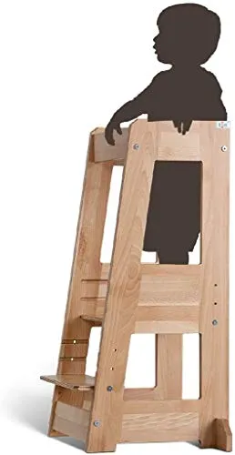 tiSsi Stehhilfe Lernturm Felix - Höhenverstellbare Buche natur, kippsicher und mitwachsend für sicheren Spielspaß
