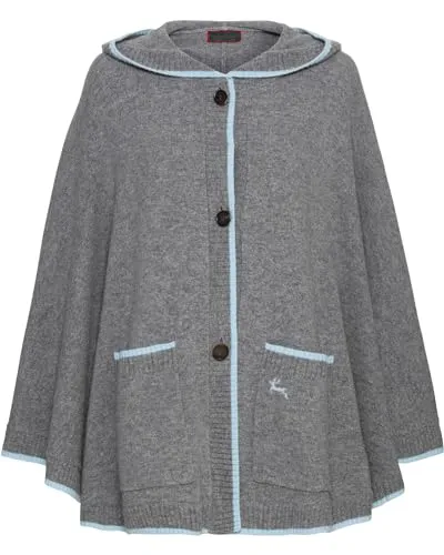Reitmayer Poncho mit Kapuze Grau/Blau, M