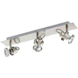 Eglo 3er LED Spot Tukon 3 nickel-matt 46 x 7 cm GU10 - Modernes Lichtdesign - Lampen - 3 bewegliche Spots für gezielte Ausleuchtung, warmweißes Licht und energieeffizient mit GU10-Fassung, ideal für jeden Raum.