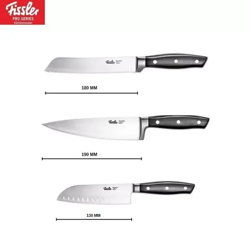 Fissler Küchenmesser-Set 3-teilig: Brotmesser, Santoku und Kochmesser