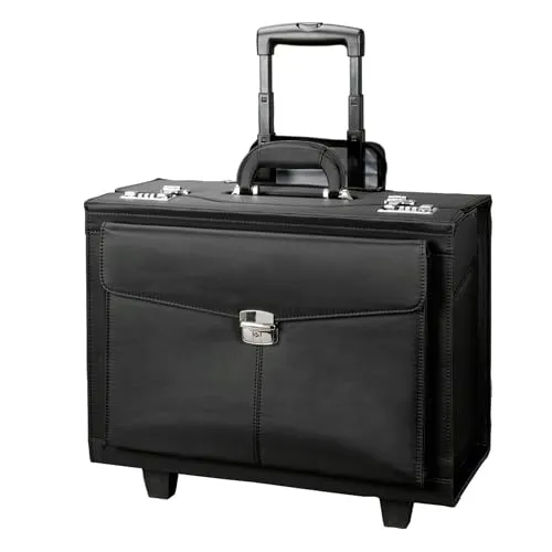 ALASSIO Trolley Pilotenkoffer Rocca II, Businesskoffer aus Mikrofaser, Handgepäck Aktentrolley mit 2 Rollen Koffer, 46 cm, 90 Liter, Schwarz