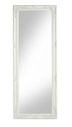 Produktbild Baroni Home Montemaggi Weißer Holzspiegel mit Shabby-Rahmen, rechteckiger Wandspiegel für Schlafzimmer, Bad oder Wohnzimmer, antikweißer Shabby-Spiegel, 55x42 cm
