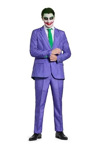 Suitmeister Herren Anzug 'The Joker' - Kostüm-Outfit für Erwachsene, stylisches Joker-Kostüm, ideal für Halloween und Partys, hochwertig bedruckt und mit modernem Schnitt für einen coolen Auftritt.