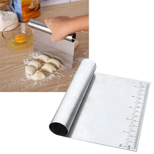Teigschneider Edelstahl Professioneller Teigkarte Küchen Teigspachtel Meisterspatel oder Teigschaber Metall auch Spachel für Pizza und Torte Teigteiler Dough Cutter