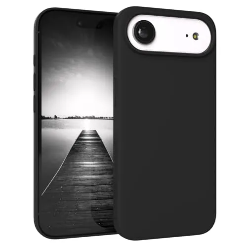 EAZY CASE Premium Silikon Hülle für iPhone Air - Handyhülle, Stoßfest, Schutzhülle mit Kameraschutz, Kratzfester weicher Mikrofaser-Innenfutter, Slim Liquid Silikon Cover Case Bumper - Schwarz