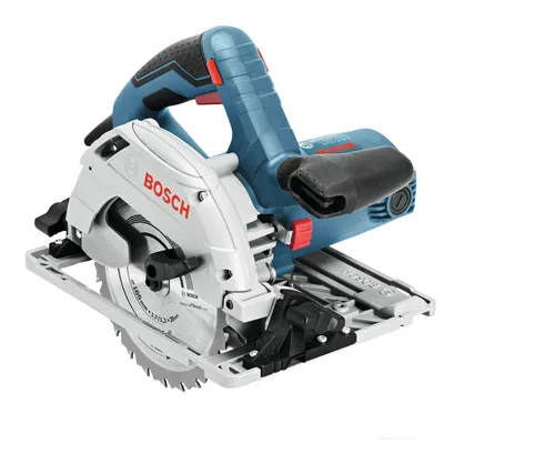 Handkreissäge GKS 55+ GCE Professional blau, 1.350 Watt - Sägen: Hochleistungs-Handkreissäge mit 1.350 Watt für präzise Schnitte, inklusive L-BOXX und Führungsschiene für optimale Handhabung.