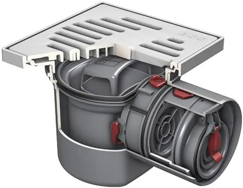 ACO JUNIOR Kellerablauf mit Rückstauverschluss DN 100 - Handverriegelbarer Notverschluss, ideal für effektiven Rückstau- und Schlammschutz