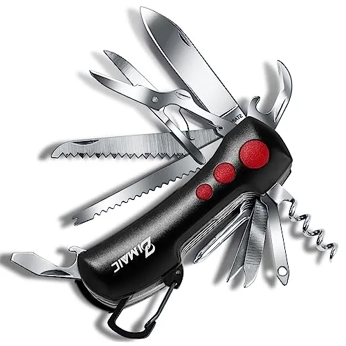 ZIMAIC Taschenmesser,Multitool Messer Schweizer Taschenmesser Vatertag Geschenk - Multifunktionswerkzeug mit 15 Funktionen Taschenwerkzeug für Campen und Notfälle