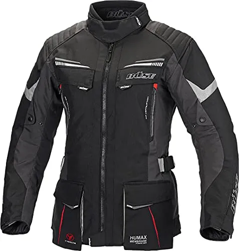 Büse LAGO PRO Textiljacke schwarz Damen 36 - Motorradjacke mit HUMAX® Klimamembran – wasser- und winddicht, atmungsaktiv und mit entnehmbarem Thermofutter für höchsten Komfort und Sicherheit auf jeder Tour.