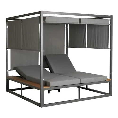 Aluminium Lounge-Gartenliege HWC-M63 in grau von Mendler