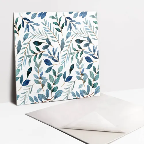Selbstklebende PVC-Paneele mit Zweigen und Blättern - Moderne, quadratische Wand- und Bodenpaneele aus Vinyl (30 x 30 cm), ideal für Büro, Wohnzimmer und Küche. Einfach anzubringen und verleiht jedem Raum eine frische Note.