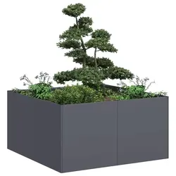 vidaXL Pflanzkübel Anthrazit 80x80x40 cm - Garten-Zubehör mit langlebigem kaltgewalztem Stahl, ideal für Gärten und Terrassen. Bietet viel Platz für Pflanzen und sorgt durch verstärkte Konstruktion für Stabilität und Langlebigkeit.