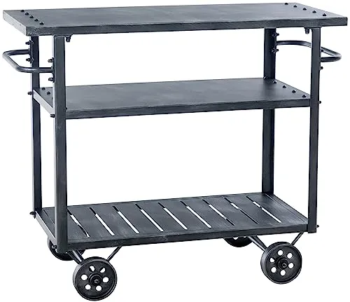 CLP Servierwagen Spring I Antik Silber - Servierwagen für Küche und Esszimmer mit 3 Etagen, zeitloses Design und praktische Rollen für müheloses Bewegen.