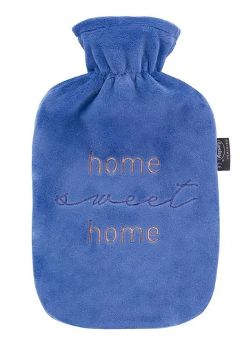 Fashy Wärmflasche Wärmflasche mit Bezug Flauschbezug 2L Blau Home Sweet Home Fashy 67416