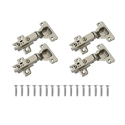 LIKERAINY 95 Grad Eckanschlag Scharnier 35mm mit Aufschiebetechnik für Möbel Küchenschrank Kleiderschrank Schranktür Automatikscharnier ohne Dämpfer Voll Vorliegend Scharniere 4 Stück