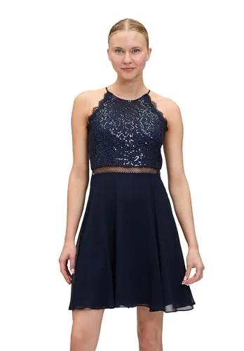 VM Vera Mont Cocktailkleid mit Pailletten in Nachtblau, Größe 38 - Elegantes Cocktailkleid in schmaler Passform, verziert mit funkelnden Pailletten. Ideal für festliche Anlässe und besondere Veranstaltungen.