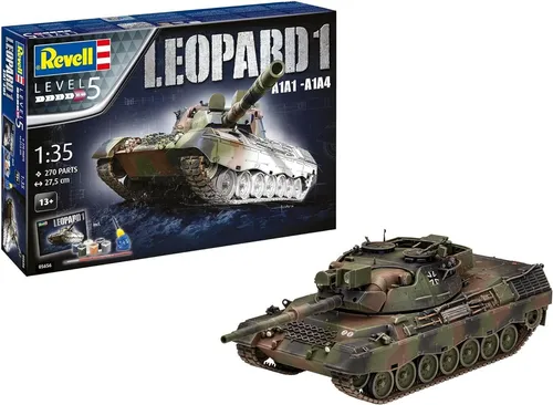 Revell Geschenk-Sets Leopard 1 A1A1-A1A4 05656 - Modellfahrzeuge, detailgetreues Modell des berühmten Leopard 1 Panzers, ideal für Sammler und Modellbau-Enthusiasten.