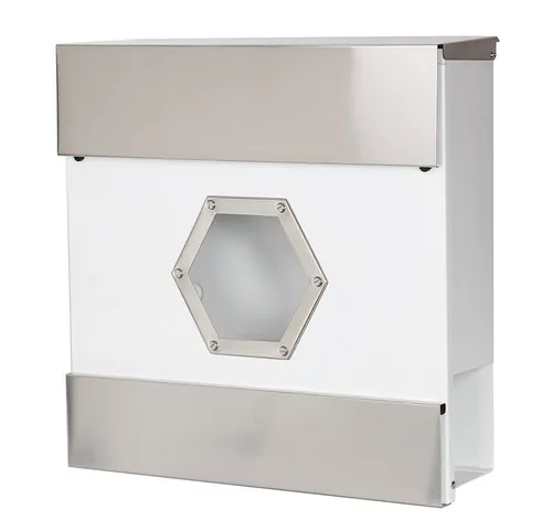 Mucola Wandbriefkasten Edelstahl mit Zeitungsfach in weiß von Mucola