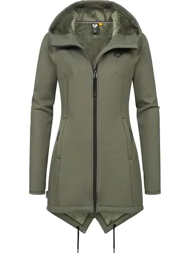 Ragwear Damen Kurzmantel Wingi YOUMODO Dark Olive Gr. L - Damenjacke aus weichem Softshell mit kuscheligem Fleece-Innenfutter, ideal für kühle Tage. Sportlich-feminines Design und taillierte Passform für optimalen Tragekomfort.