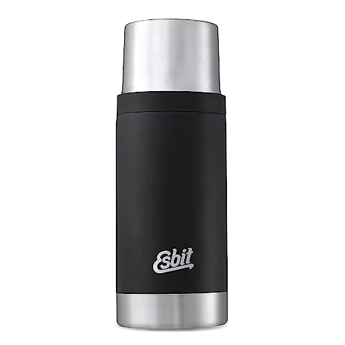 Esbit Thermoflasche Sculptor - Isolierte Edelstahlflasche 500 ml in Schwarz, hält Getränke warm oder kalt, ideal für Schule, Arbeit und Outdoor-Abenteuer
