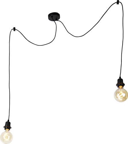 Qazqa Moderne Hängelampe - 2-flammige Pendelleuchte in Schwarz - Hängeleuchte für Wohnzimmer und Schlafzimmer, dimmbar und stilvolles Design, perfekt für moderne Innenräume.